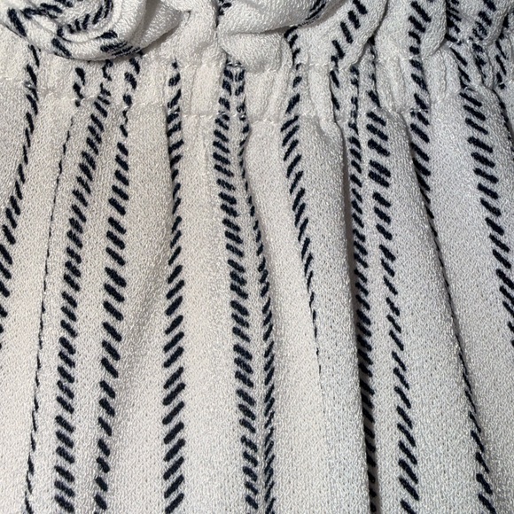 Adrianna Papell Ruffled Striped Blouse - Black and White - Picture 6 of 8